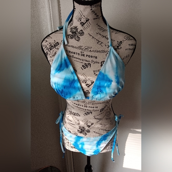 NEW 3pc Sewim Set - Tie-Dye Triangle Swimsuit Bikini w/coverup - Picture 4 of 5